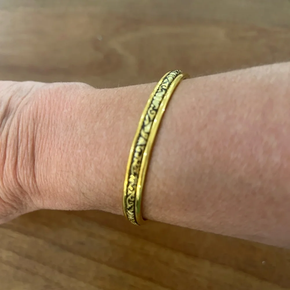 Damascene Toledo Gold Tone Bracelet and Ring Set - Picture 2 of 5